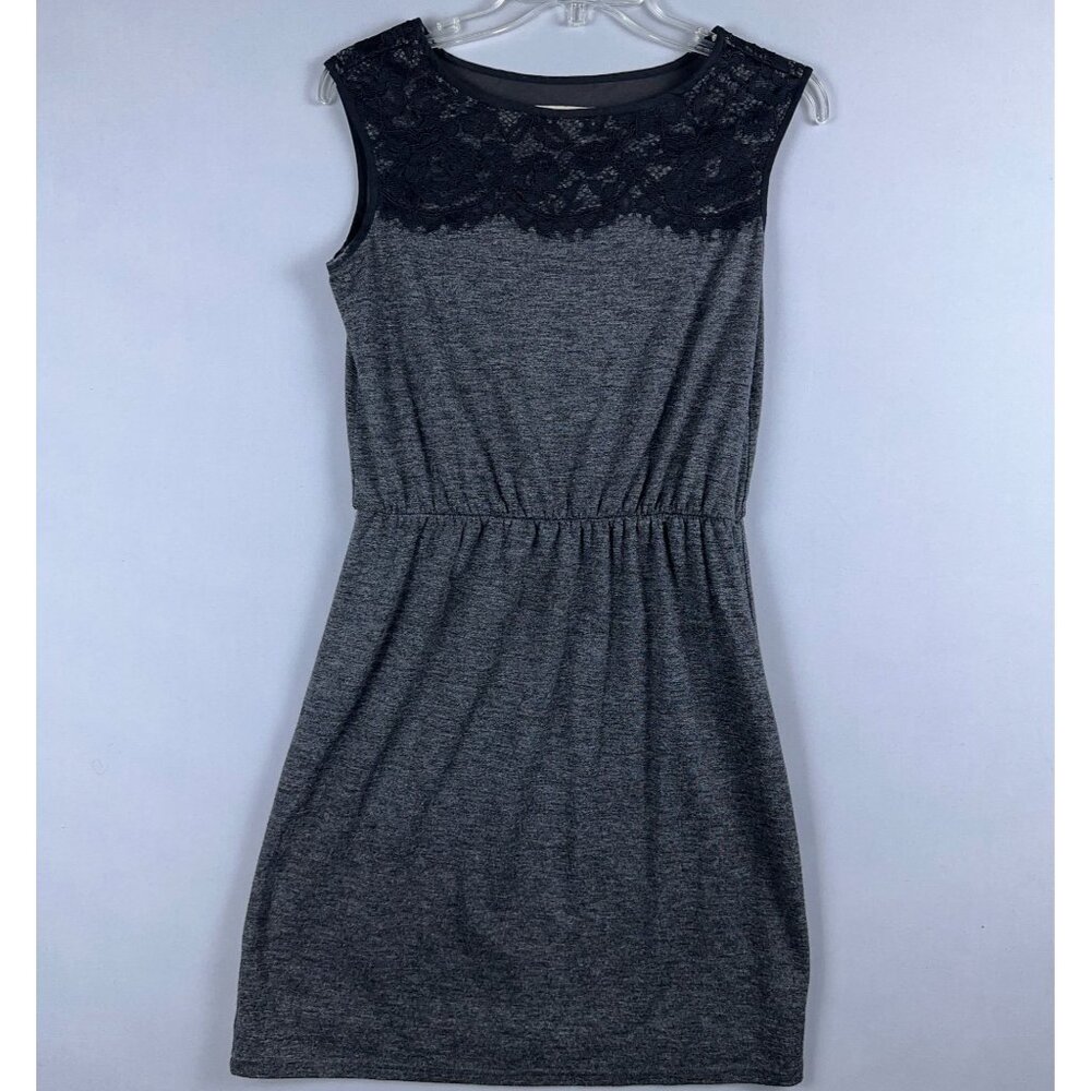 Ann Taylor Loft Shift Dress Lace Cinched Waist Womens Size Small Petite Gray